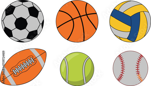 Collection of various sports balls vector illustration