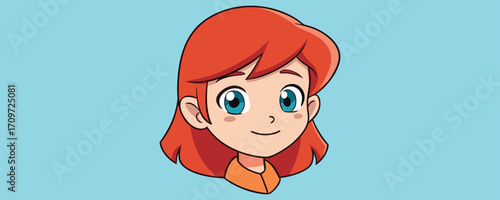 Cute Red Hair Girl Avatar – Female, Kid, Child, Girl, Cartoon, Portrait, Character, Young, Happy, Smiling, Digital, Redhead, Vector, Headshot, Flat, Little, People, Art

