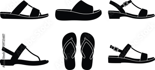 Black sandals collection summer footwear fashion silhouette