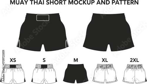 Muay thai shorts vector template boxing shorts design pattern