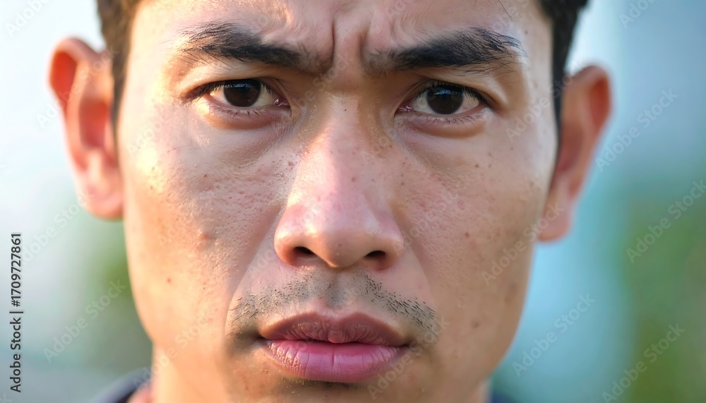 Obraz premium Close-up of a man's face, frowning