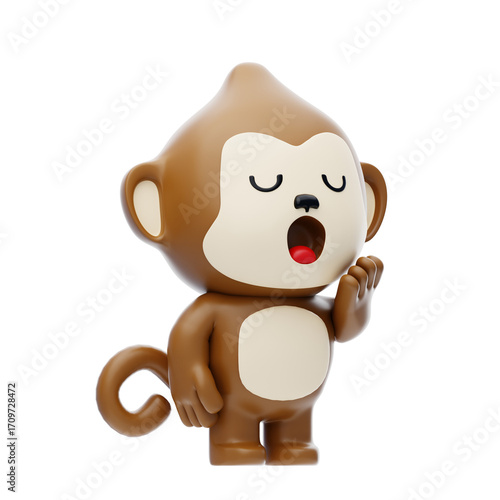 Monkey Yawns 3D Character Illustration.