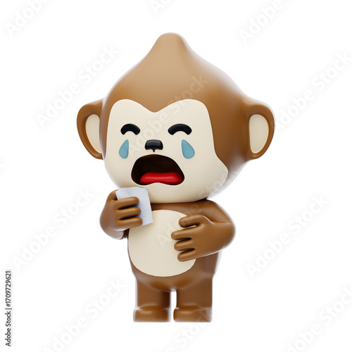 Crying Monkey 3D Character Illustration.