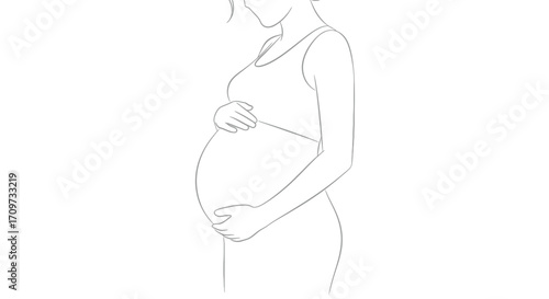 A pregnant woman, side view, depicted with simple line art.