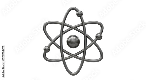 Isolated atomic model depicts atom's structure and related scientific concepts properly