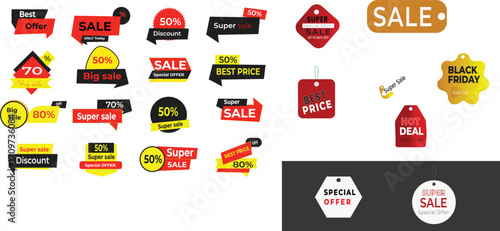 modern discount sale tags set – black  friday and special offer labels collection