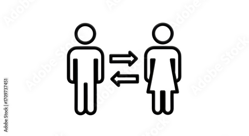 Isolated symbol representing human gender exchange, man and woman interaction concept