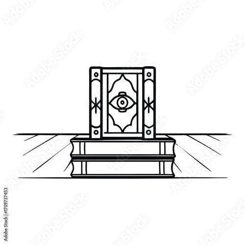 Vector illustration of ancient spell books stacked for magical knowledge and esoteric study