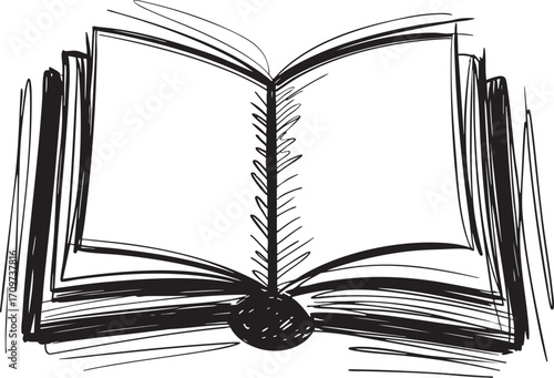 Vector art of Open book sketch