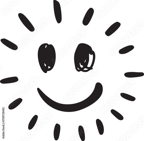 Vector art of Drawn smiley sun