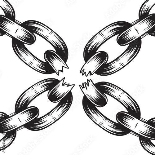 Vector art of Broken chain links