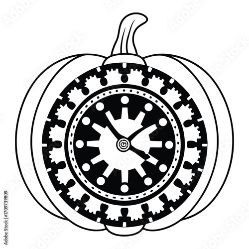 Vintage clock face pumpkin vector illustration scalable graphic icon for eps