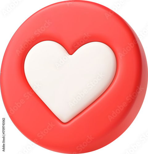 3D Vector Heart Icon for Social Media Engagement and Online Interaction