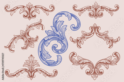 Vintage Baroque Victorian frame border flower pattern vector floral engraved scroll ornament leaf retro decorative design. filigree calligraphic heraldic shield swirl	