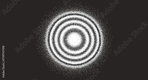 Vector art of concentric circles of light and dark create an abstract pattern, resembling interference fringes or a target