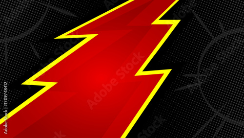 pop art Blank comic cartoon black background with red color thunder lightning. empty dialog background thunder lightning. Comic background cartoon style