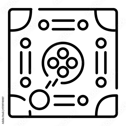 A line style icon representing carrom board