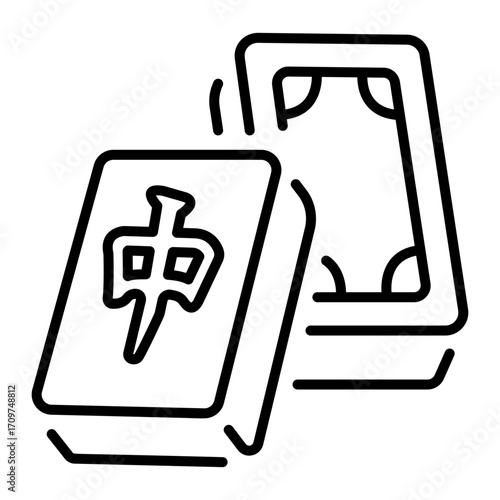 An outline style icon representing mahjong tiles