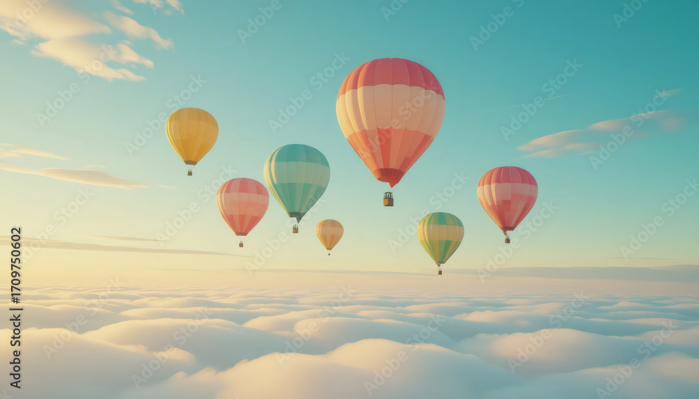 Fototapeta premium Floating Balloons Sky