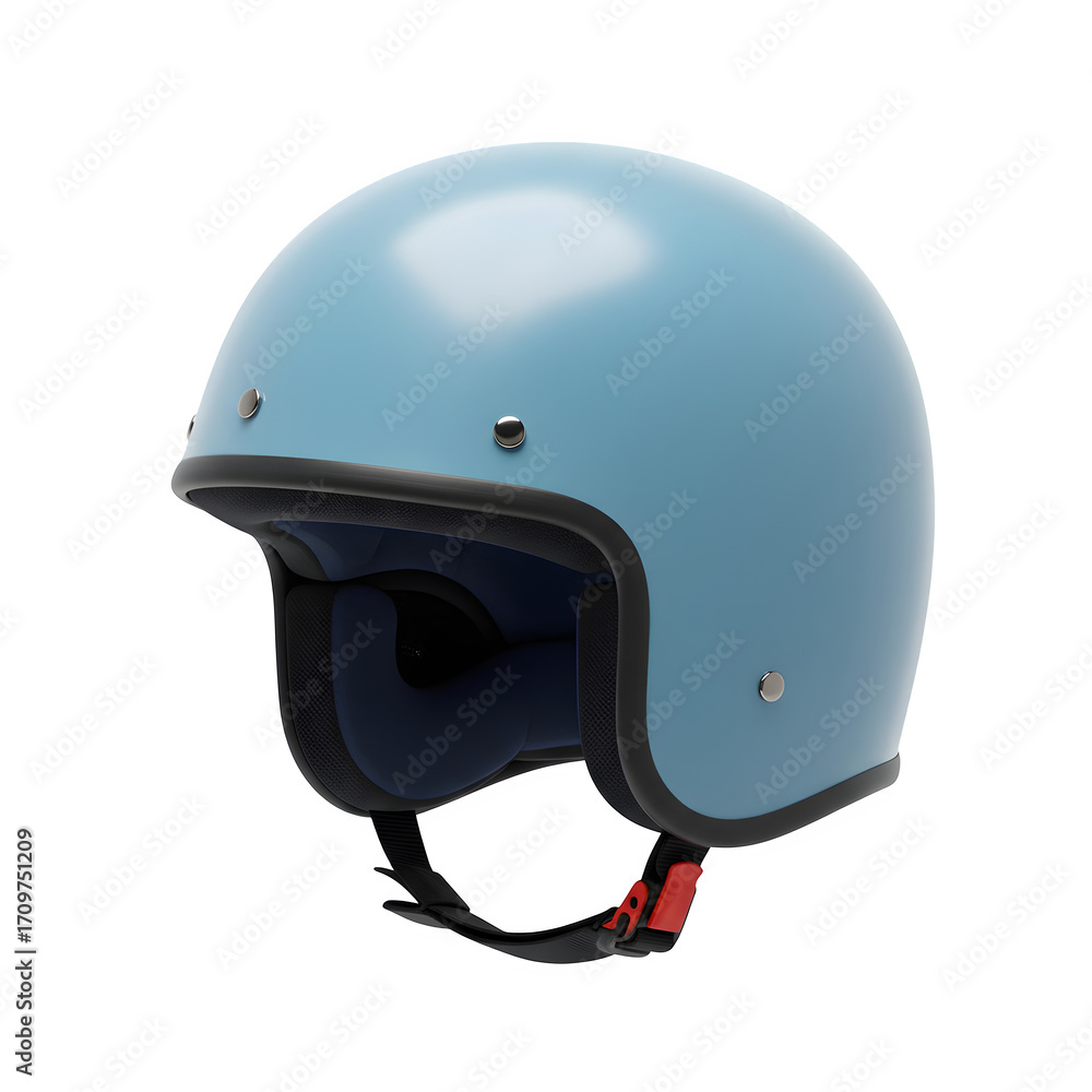 Fototapeta premium Light-blue retro helmet, isolated on white or transparent background, PNG format.