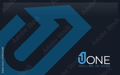 Letter U and number 1 logo in a simple and modern shape