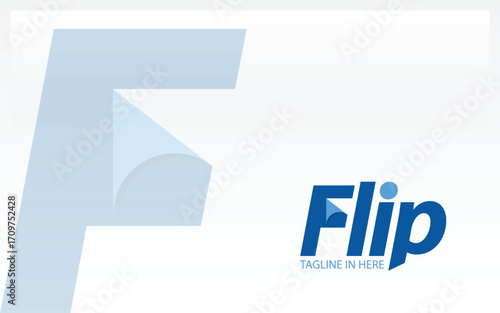 Word mark logo icon formed flip symbol in letter f with blue color