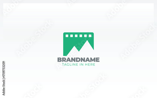Logo symbol of mountain and films