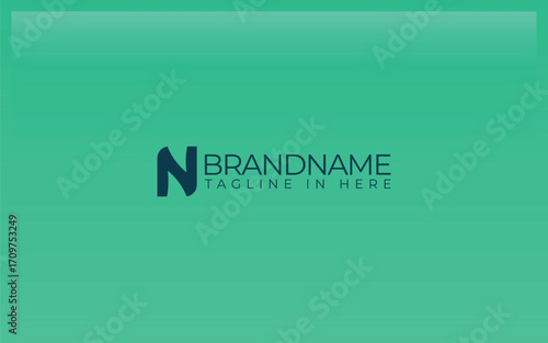 Letter N logo formed shark fin symbol with green color