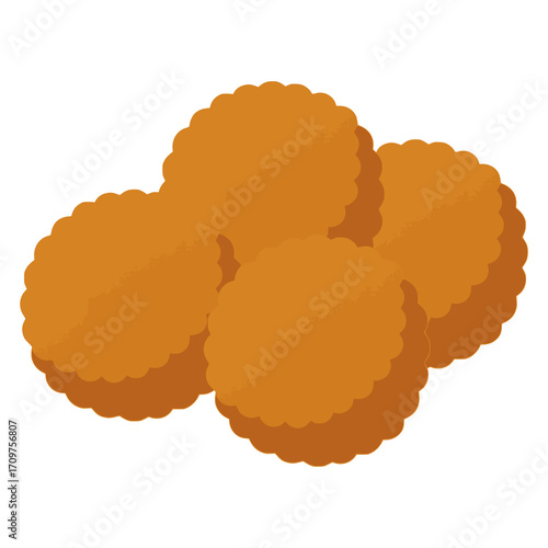 Bitterballen Dutch deep fried meat ball flat color vector illustration template design