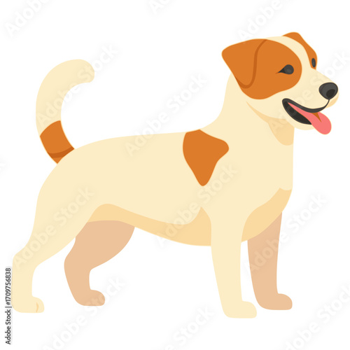 cute jack russell terrier dog pet animal flat color vector illustration template design