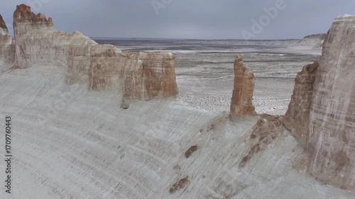 Western Kazakhstan, Mangistau. Ustyurt Plateau. Rocky outcrops.