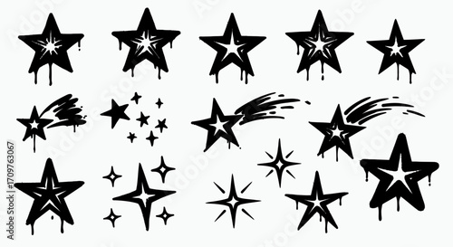 Create dynamic graphic designs with this collection of hand-drawn star illustrations for posters and more