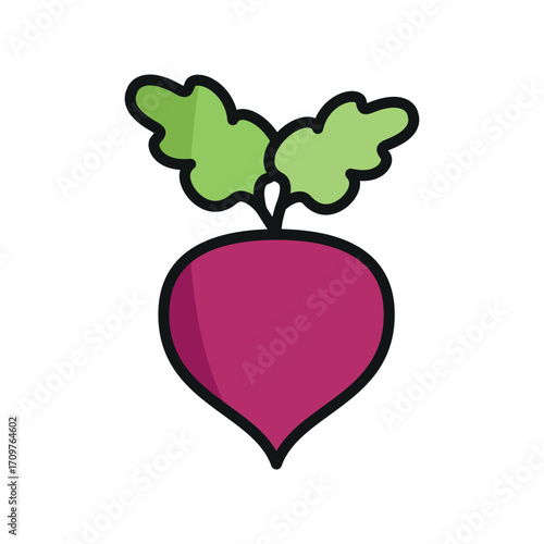 Beetroot icon in color with line for vegetable, eco, and healthy food projects.