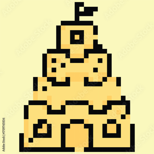 Pixel art vector themed summer with beach, sun, and fun activities elements.Pixel art vector themed summer with beach, sun, and fun activities elements.