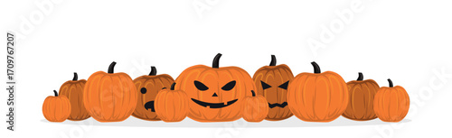 Set of realistic pumpkins for the holiday halloween - Vector illustration