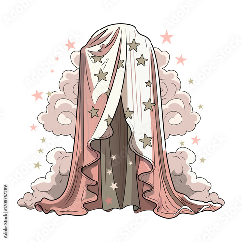 An illustration of a cape designed in flat style