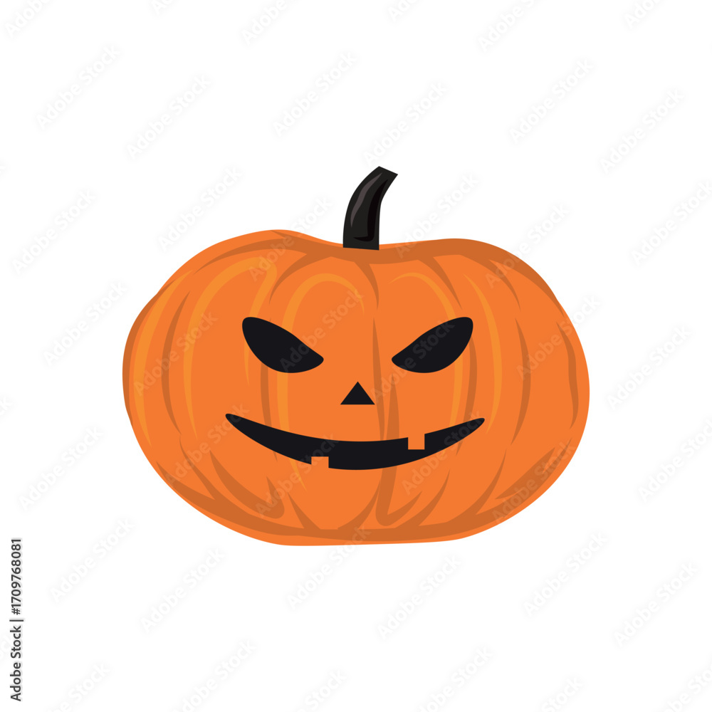 Fototapeta premium Festive pumpkin for halloween on a white background - Vector illustration