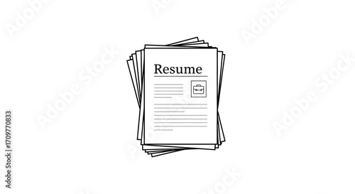 Stack of resumes ready for job applications, symbolizing career opportunities and hiring.