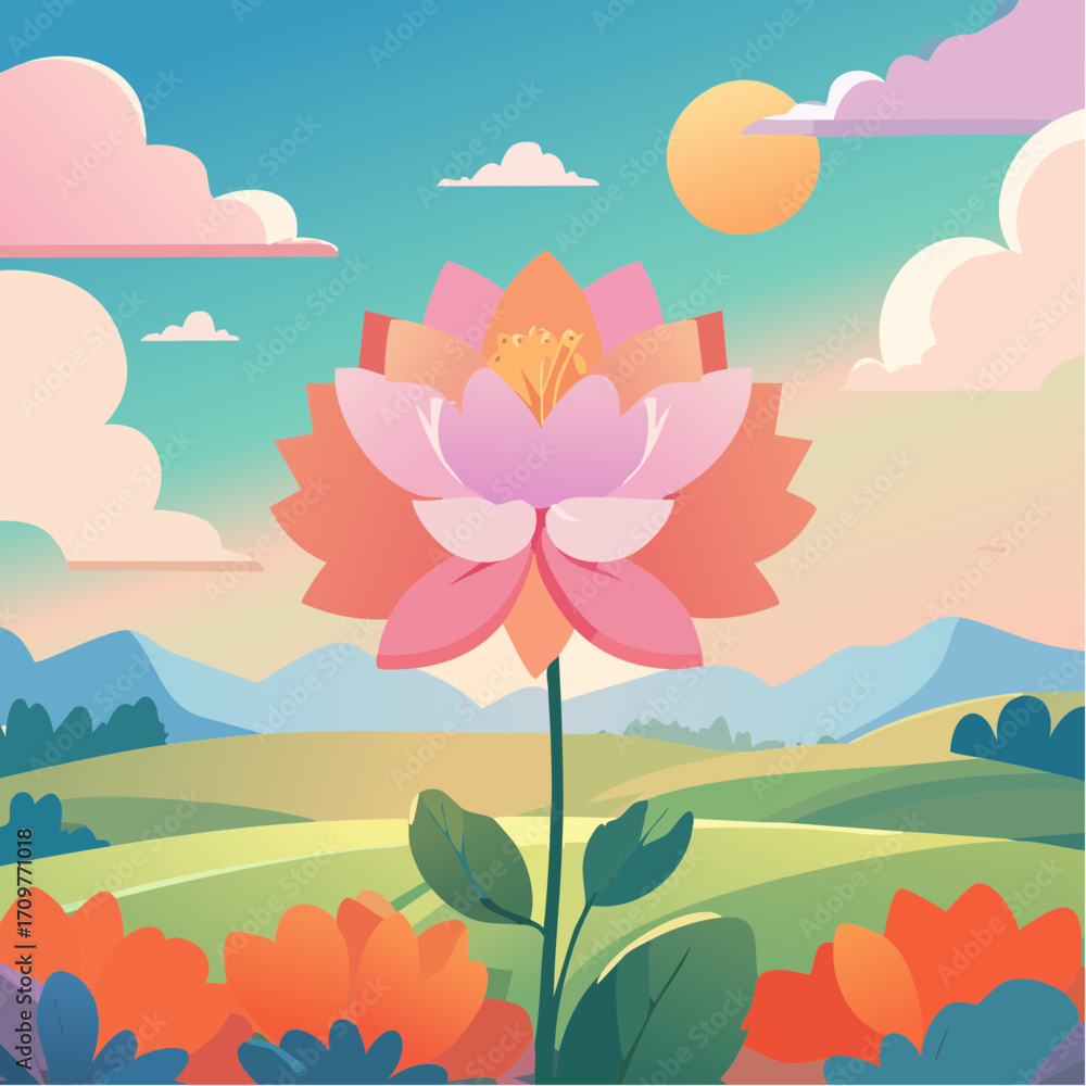 Obraz premium Surreal flower, vector illustration