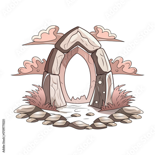 An illustration of a stone arch designed in flat style