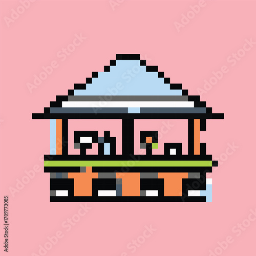 Pixel art vector themed summer with beach, sun, and fun activities elements.Pixel art vector themed summer with beach, sun, and fun activities elements.