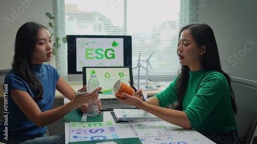 Women discussing environmental, social, and governance - esg - criteria