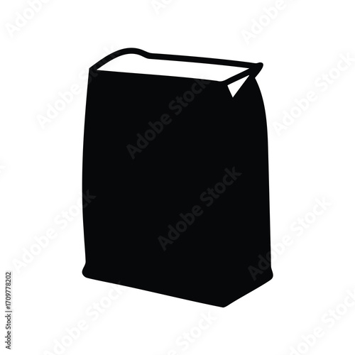 Black silhouette of a closed sack or bag of flour or potatoes