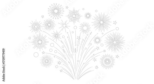 Abstract burst of celebratory fireworks illuminating the night sky