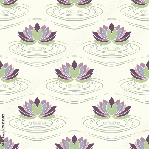 Serene Water Lily Pattern Elegant Floral Design for Print