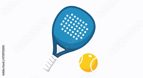 Flat vector illustration of padel racket and ball