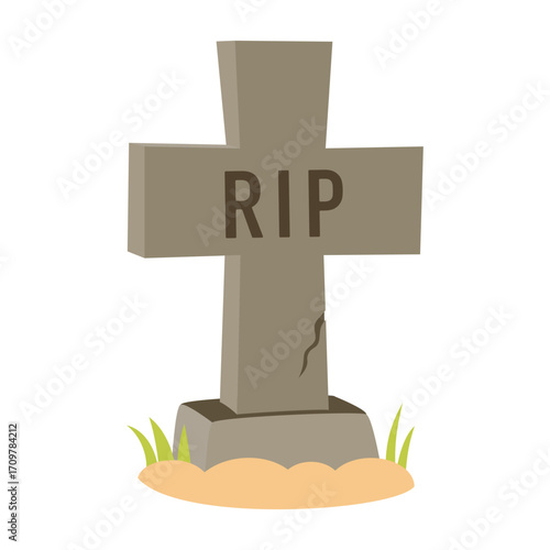 cartoon halloween grave, flat style