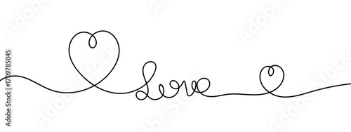 Continuous line of love and heart. Simple line art doodle vector. Editable stroke.