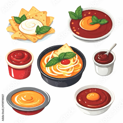 set of sauces, mustard and mayonnaise cartoon vector illustration