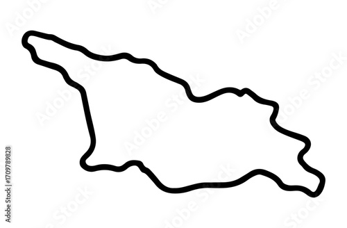 Minimalist outline map of Georgia in black and white line art style